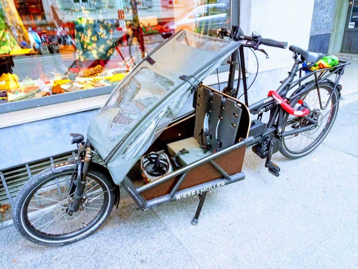 Easy E-Biking - cargo e-bike parked city , helping to make electric biking practical and fun
