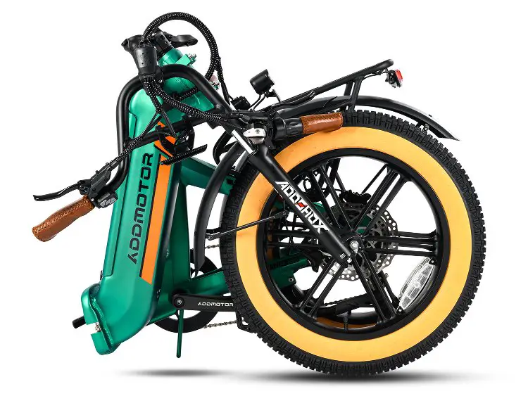 Easy E-Biking - Addmotor Foldtan M-160 e-bike, folded, helping to make electric biking practical and fun