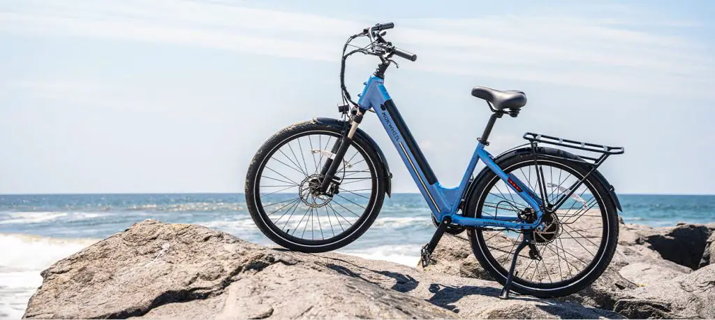Easy E-Biking - Mokwheel Asphalt e-bike, parked seaside, helping to make electric biking practical and fun